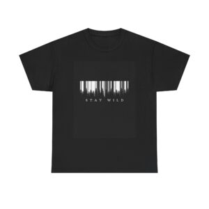 Wild Spirit Barcode Graphic Tee with Inspirational Back Text and Minimalist Design for Free Souls in Bold Black