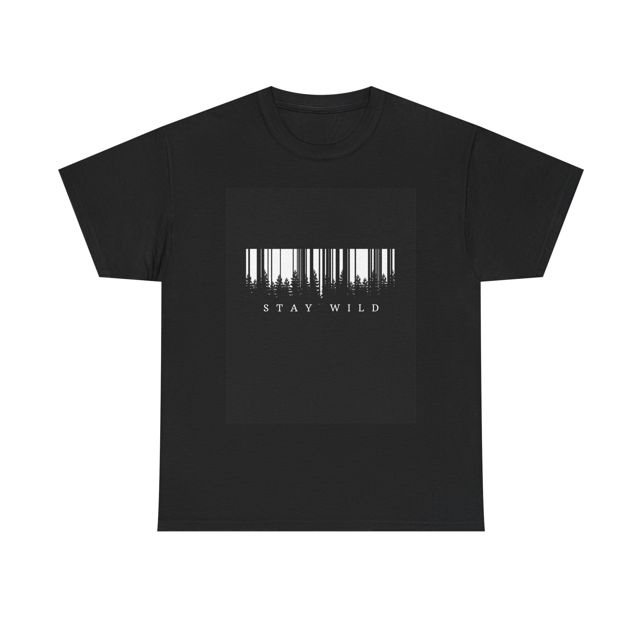 Wild Spirit Barcode Graphic Tee with Inspirational Back Text and Minimalist Design for Free Souls in Bold Black