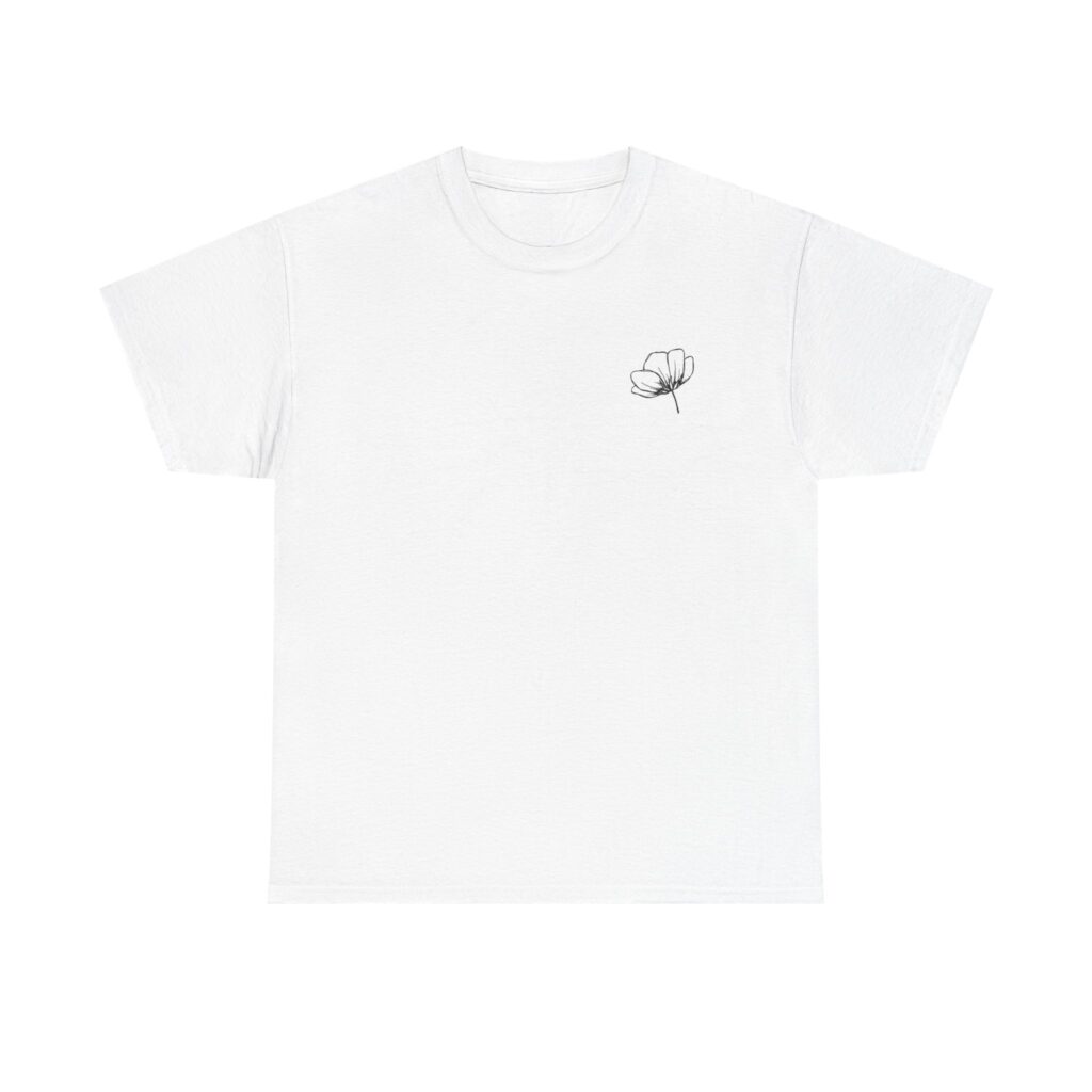 Minimalist Flower T-Shirt White | Simple Line Art Tee | Botanical Embroidered Style Shirt | Aesthetic Cotton Tee | Nature Lover Gift