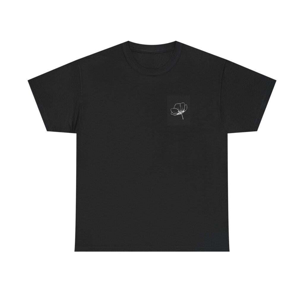 Minimalist Flower T-Shirt Black | Simple Line Art Tee | Botanical Embroidered Style Shirt | Aesthetic Cotton Tee | Nature Lover Gift